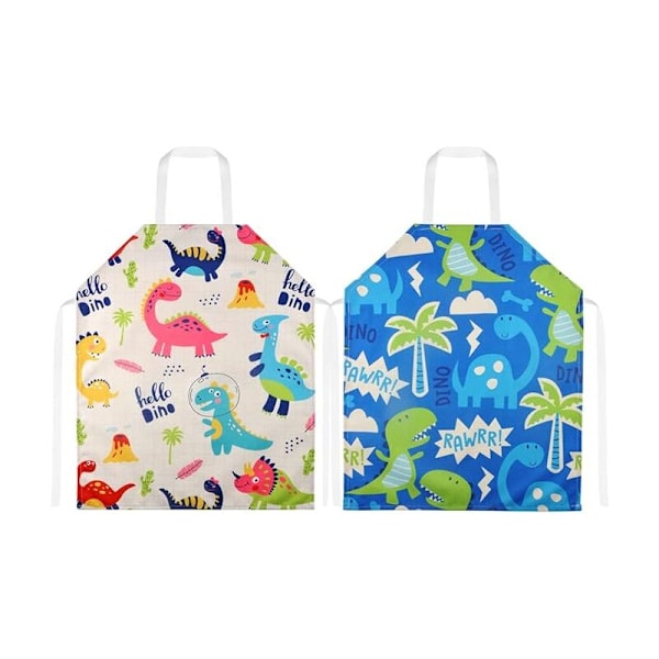 2-pack Barnförkläde Tecknad Linne, Justerbart Tvättbart Barnförkläde 45x52cm, Set Barnförkläden för Kök Bakning Konst Målning