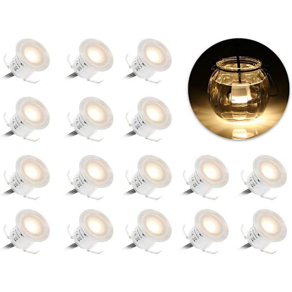 16 LED-inbyggda spotlights, inbyggda spotlights, LED-takspotlights, badrums spotlights, takspotlights 32 mm / IP67 vattentät / superljus