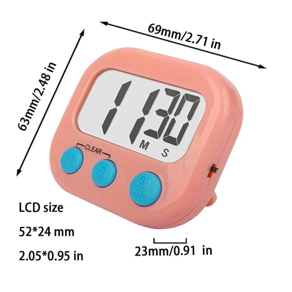 6-pakks multifunksjonelle elektroniske timere - magnetiske digitale timere med stor LCD-skjerm, lyd/stille bryter nedtellingstimer for hviletid, matlaging, trening