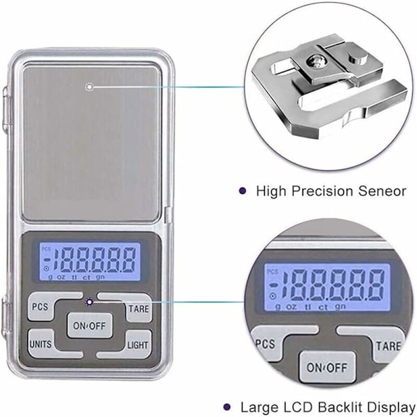 Digitaalinen vaaka, 200g/0.01g Ammattimainen tarkkuusvaaka/Kirjevaaka/Tasapaino/Taskuvaaka, Erittäin tarkka, Ammattimainen herätys-helppo, Taskukoko, 5