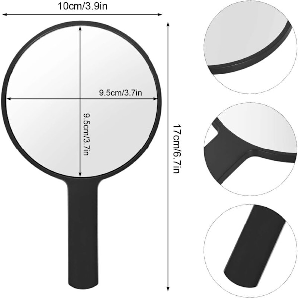 Handspeglar, sminkspegel, frisörspegel, professionell bärbar spegel, rund handspegel, mångsidig spegel för resor, badrum, skrivbord, smink