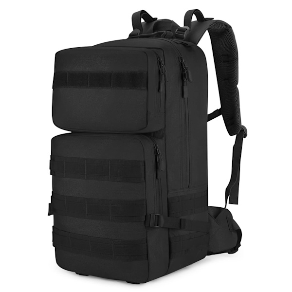 45L Taktisk Rygsæk Militær Assault Taske Lærred Rygsæk Stor Laptop Taske Vandring Camping Rejse Trekking-Sort