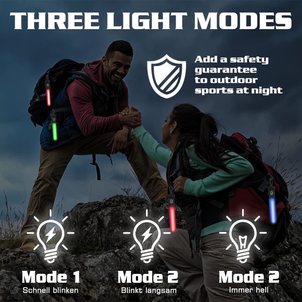 6 stk. reflekterende LED-blinklys til tasker, 3 LED-tilstande sikkerhedslys, reflekser til børn, med LED til vandreture, jogging