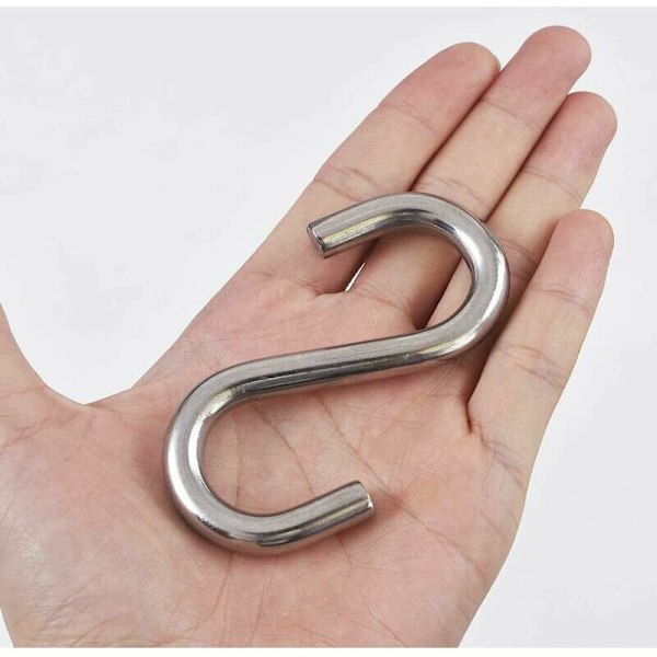 Parti med 2 rustfrie stålkroker 304 Robuste S-kroker for hengekøye/huske på 7,6 cm, brukskroker av industriell kvalitet