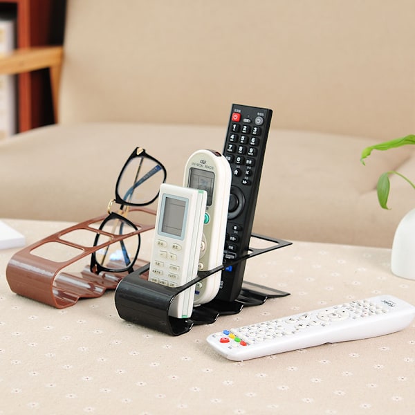 Svart fjärrkontrollförvaringsställ, skrivbordsorganisatör med 4 fack fjärrkontrollförvaringsställ för TV, DVD och Blu-Ray-fjärrkontroller