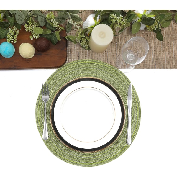 6 kpl set , vihreä 38x38cm, vihreä pyöreä lautasmatto
