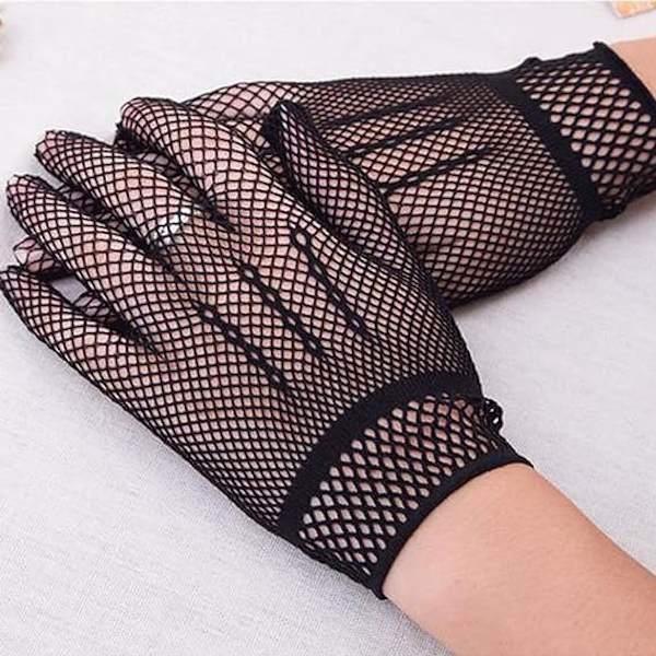 Sorte Fishnet Blonde Handsker Lange Mesh Handsker