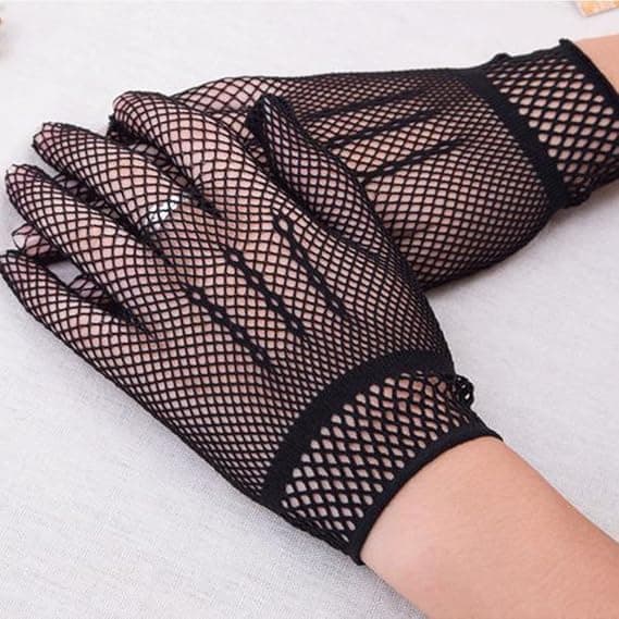 Sorte Fishnet Blondehansker Lange Mesh Hansker
