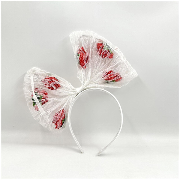 Hårband med rosett för kvinnor, spetsduk, huvudbonad med blommor för födelsedagsfest, scenföreställning