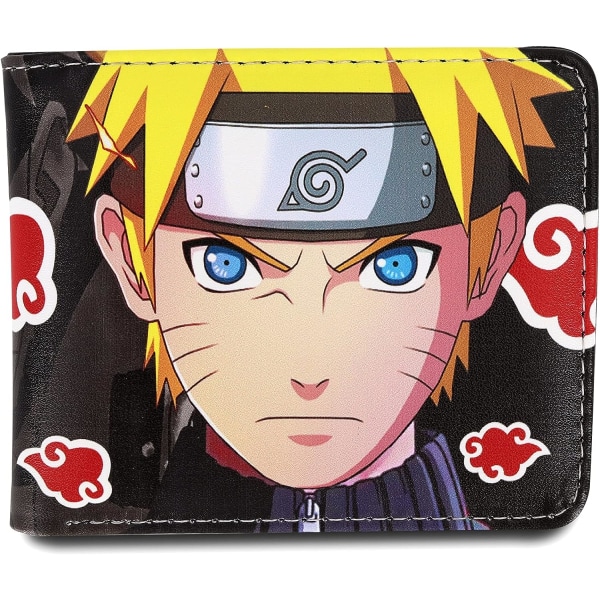 Anime-lommebok for Naruto-fans Akatsuki Red Cloud Uzumaki Naruto Slim Kunstlær Lommebøker Bifold Lommebok Allsidig Lommebok