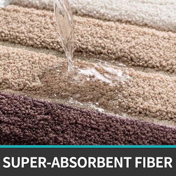 40 x 60 cm Stribet skridsikker bademåtte - Beige, Super blød bademåtte, Maskinvaskbar, Absorberende