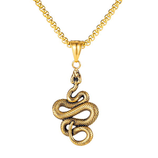 Street hip-hop trendy herre titanium stål python vedhæng halskæde guld