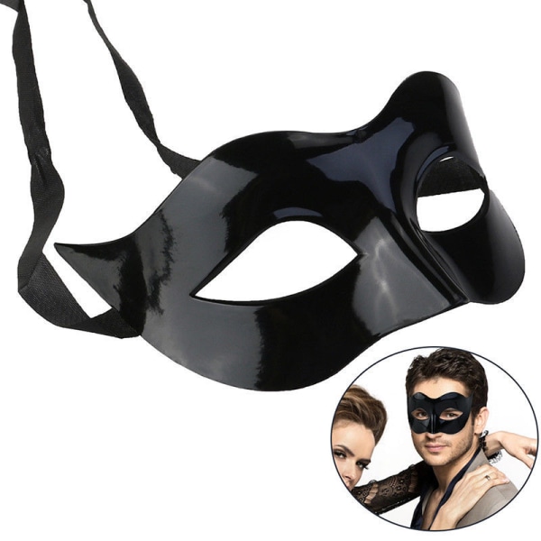 Svart matt klassisk venetiansk mask, maskerad, burlesk boll