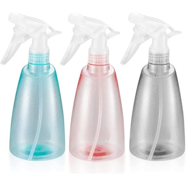 (Rose, Blå, Sort) 3 stk. 500 ml tomme sprayflasker, genanvendelige plastik sprayflasker, tom sprayflaske, til rengøring, havearbejde, frisør