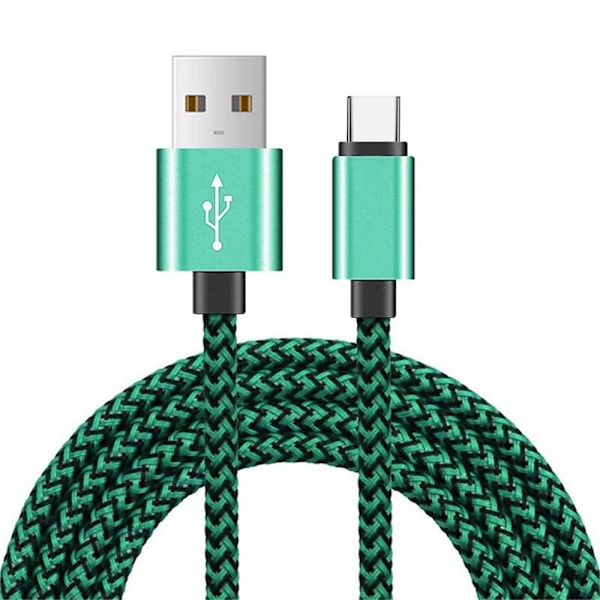Blå kabel telefonladdare [2M] flätad nylon USB-kabel snabbladdningstelefonkabel för telefontyp - 2 meter laddningssladd