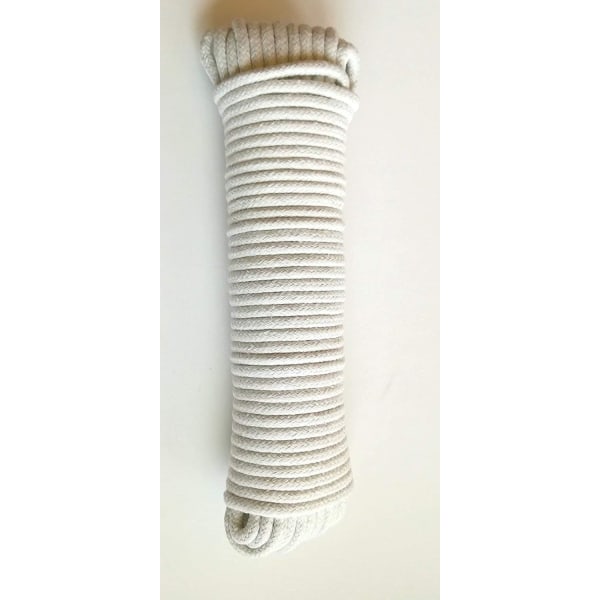 Multifunktionel flettet reb - Tøjliner - Bomuld og polyester - 2 x 10 meter - 6 mm - Hvid