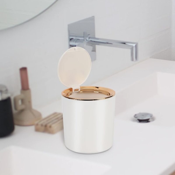1 st (ljusgrön) bordskorg med lock, mini plastskräp, liten soptunna för kök, sovrum, badrum, kontor