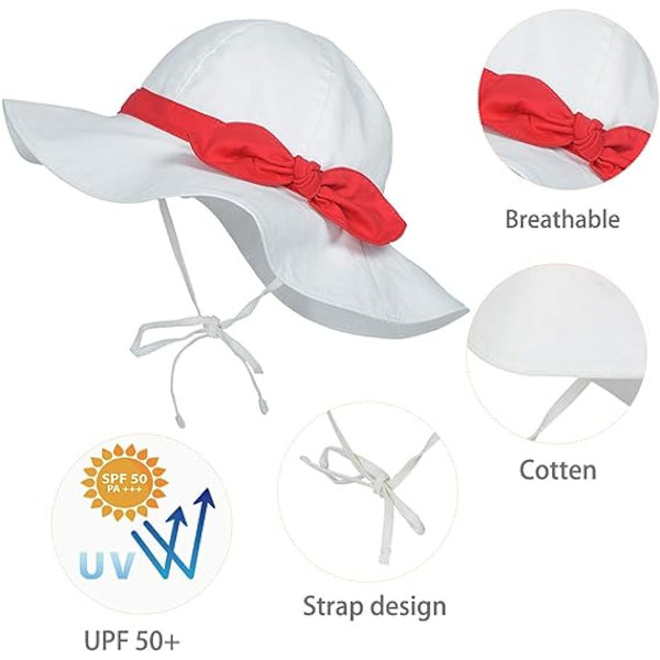 Egnet for 1-2 år gamle - Happy Cherry - Barn Solhatt Sommer Gutter Jente Bøttehatt Anti-UV Solbeskyttelse for Strandferie Reise Sammenleggbar Lue