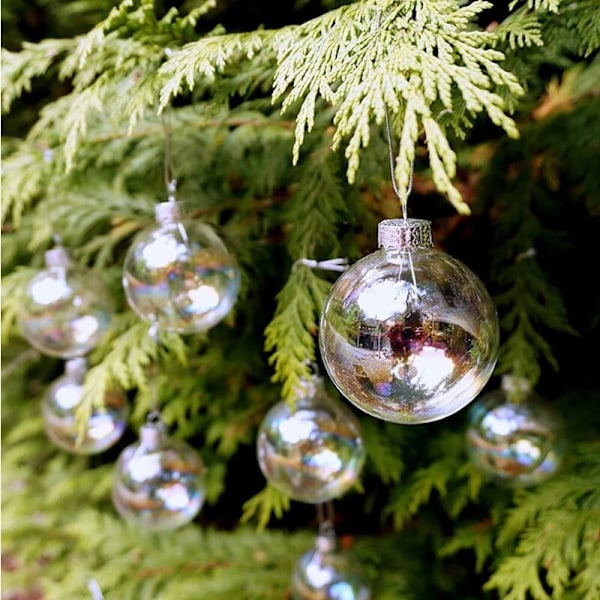 Set med 10 färgglada transparenta julkulor, dekorationskulor att fylla för julfest, födelsedag, bröllopsdekoration - 8 cm