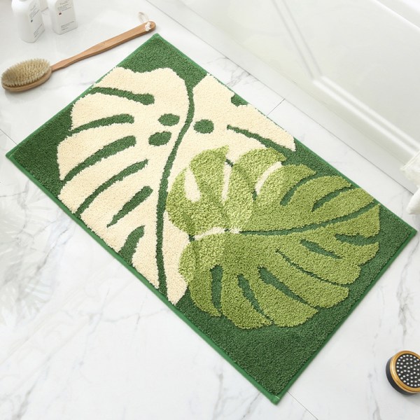 Höstlöv - Grön-halkfri och absorberande mikrofiber för badkar, dusch, badrum, kök, entré, tvättbar i sovrummet 40x60 cm