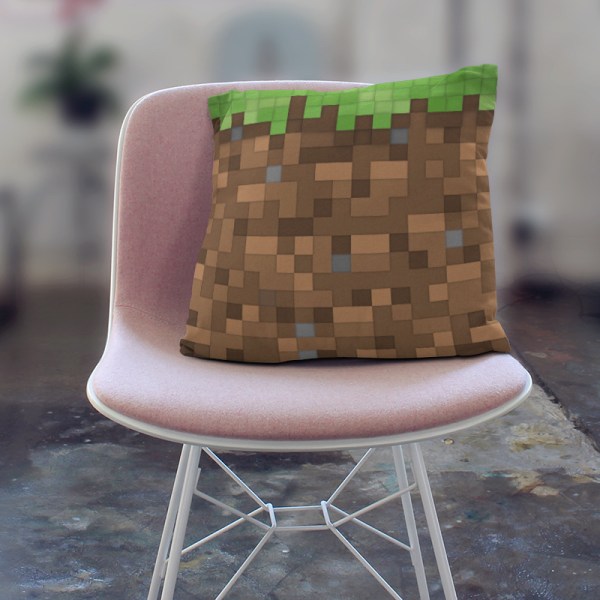 Sæt med 1 Minecraft Dirt Block dekorativt pudebetræk, Minecraft