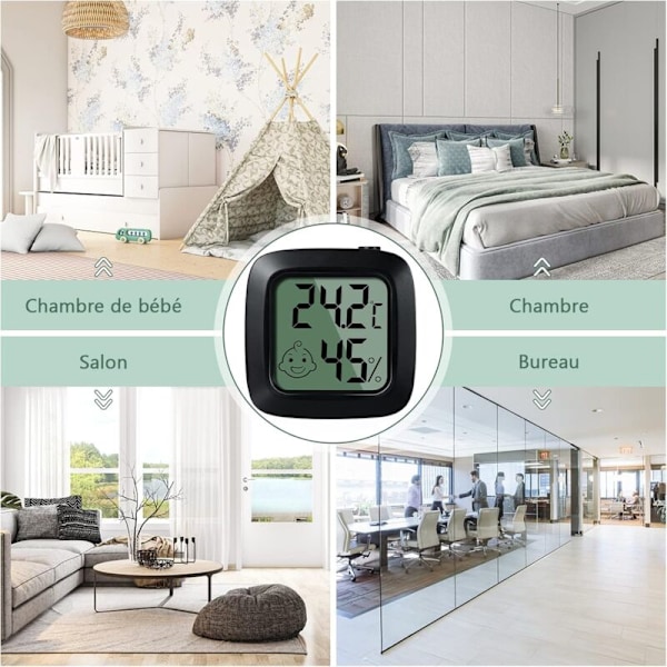 2 st mini termometer Digital Hygrometer med hög precision, inomhushygrometertermometer, med strömbrytare, omvandlingsbar ℃/℉, för vardagsrum baby r