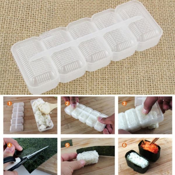 Sushi-form - Japan Nigiri Sushi-form Risbolde 5 ruller Maker Non Stick Press Bento-værktøj