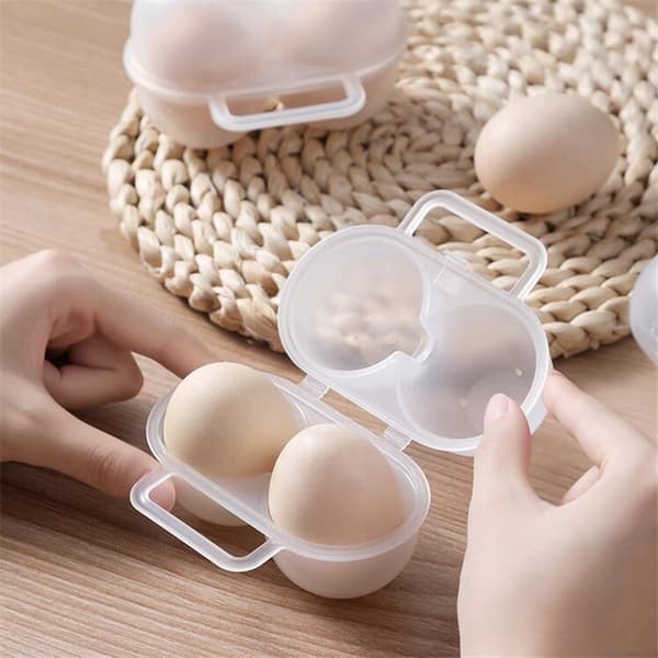 (Sett med 4) 2 Grid Egg Oppbevaringsboks, Bærbar Plast Egg Holder, Egg Oppbevaringsbeholder, Egg Box for Utendørs Camping, Eggbrett