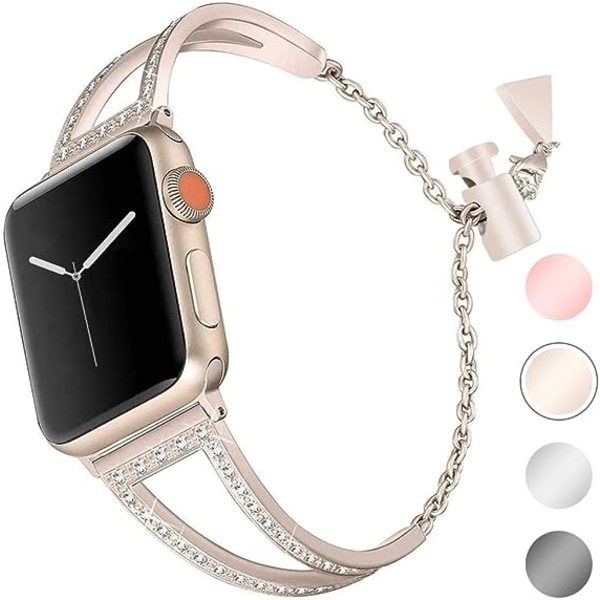 Guld - Apple Watch 38 mm stål, armband för kvinnor Apple Watch Series 4 Läder iWatch Series 3 Sport Band.