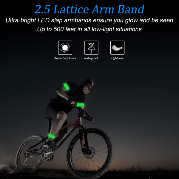 LED reflekterende armbånd, genopladeligt LED armbånd lysende arm