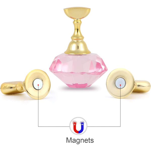 Nagelkonstdisplaystativ (rosa) med magnetiskt stativ och kristallbas, nagelkonstdisplaystativ, nagelkonsttipsdisplaystativ för nagelkonstsalong.