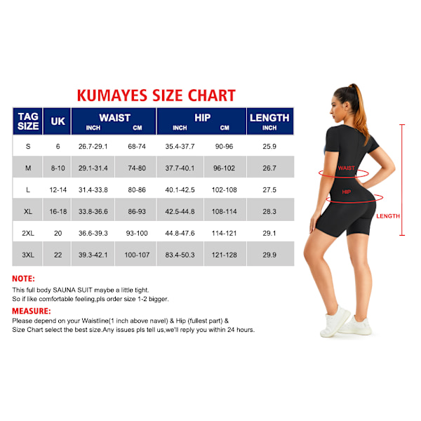 Bastu svettdräkt för kvinnor helkropp 3 i 1 träning bantning varm väst magkontroll shapewear(S)