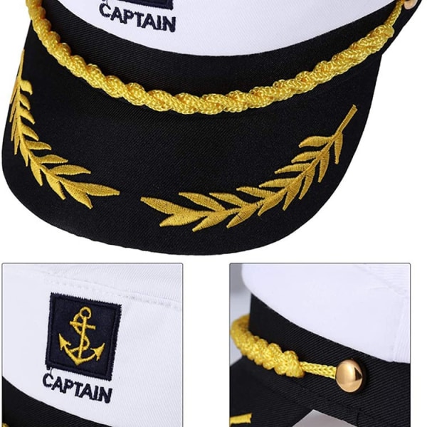 2 stk. sømandskaptajn hat kasket fest hatte marineflåde voksen admiral sømand kostume tilbehør (hvid)