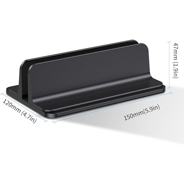 Sort - Vertikal bærbar computer stand, justerbart aluminiumsstativ til MacBook Pro/Air, iPad, HP, Lenovo, tablets og andre bærbare computere - 1 stk.