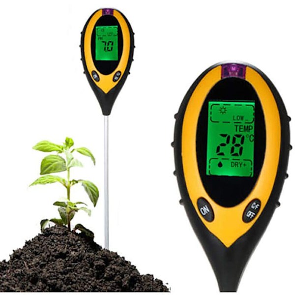 Jordtester for planter 4-i-1 pH-måler for sollys, fuktighetsmåler, pH-måler for planter