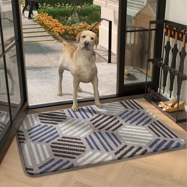 Superabsorberande dörrmattor för ytterdörr, storlek 20 \"x 32\", tvättbar halkfri design, slitstarkt material, mycket absorberande, blockerar effektivt smuts
