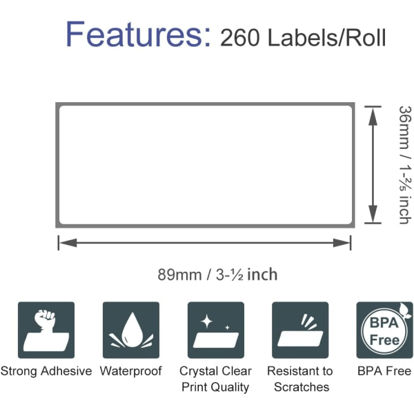 6 ruller 99012 36 x 89 mm Kompatible adresseetiketter til Dymo Label