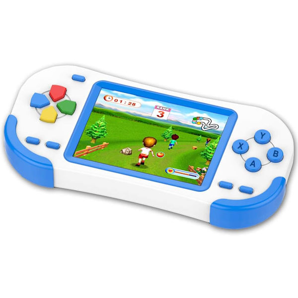 Bærbar spillkonsoll for barn og voksne, innebygd 220-blå med 16-biters pedagogisk klassisk videospill, plug and play og konsoll 3.0\" system LCD stor skjerm Bi