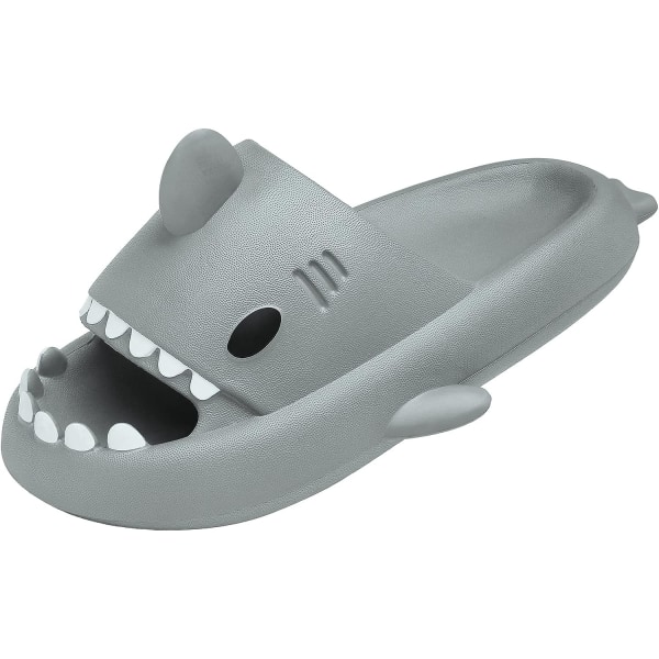 Shark Slides Dam Herr Simbassäng och Strandtofflor Halkfria Öppna Tåsandsaler Haj Slides Tofflor Grå EU 40-41