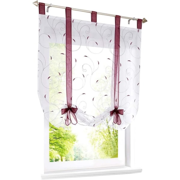 Broderad romersk lyftgardin silvergrå kort gardin (100*140cm 110G)