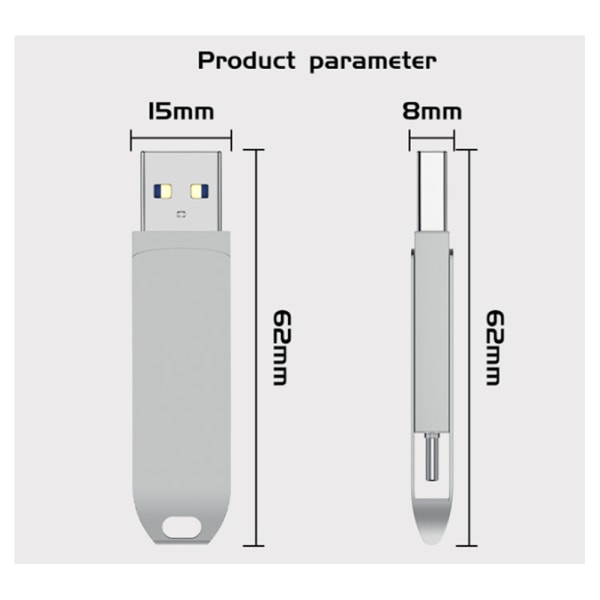 Type-c dual-use USB-flashdrev til computer og mobiltelefon 128