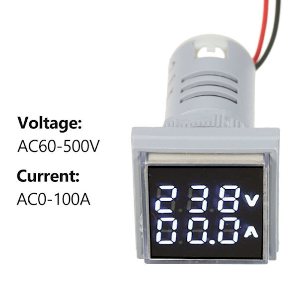 Spänningstestare och detektor Mini Digital Square Volt-Ammeter Voltameter Ammeter Spänningsmätare Dubbel LED-display Spännings- och strömindikator Monitor