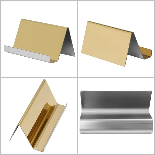 Rustfrit stål metallisk visitkortholder (sæt med 2) - Op til