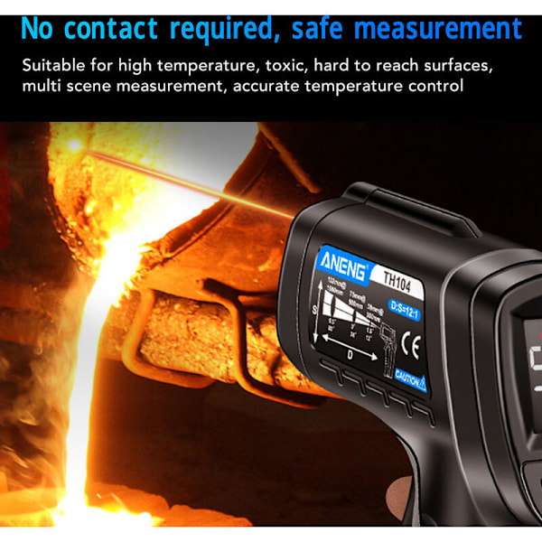 Infraröd Termometer, -50°C～550°C Beröringsfri Lasertermometer med Färg LCD-Display för Kök/Reparation/Pizza/Industri (EJ för Människor)