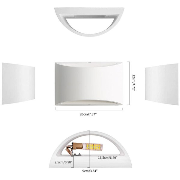 Innendørs vegglampe 7W LED moderne gipsvegglamper (G9 LED-pære inkludert) (varm hvitt lys)