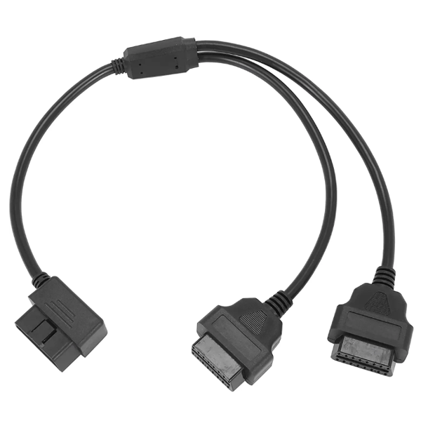 50CM Y-formet OBD 2 OBDII Splitter Adapter Kabel Han til Dobbelt Hun