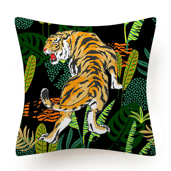 Tyynynpäällinen Viidakko Trooppinen Lehti 4 Kpl Koristetyynynpäälliset Villieläin Tiikeri E Leopardi Vihreät Lehdet 45x45 cm Koristetyynyliina