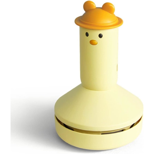 Söpö mini pöytäimuri (keltainen), kannettava USB-pöytäimuri, mini-sarjakuvapöytäimuri pyyhekumin roskien, pölyn puhdistamiseen