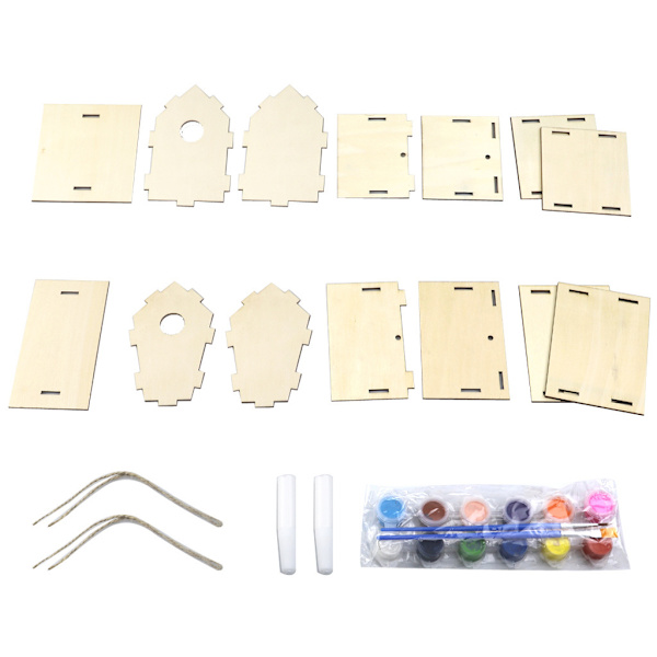 Hantverk för barn i åldrarna 4-8 - 4-pack DIY fågelhus vindklocka kit - Bygg och måla fågelhus trä konst kit påskkorg fyllmedel present för åldrarna 3-5