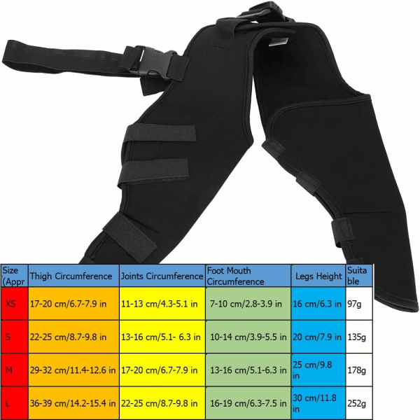 Skydd för hundens bakben, justerbart knästöd, benstöd, hundhasstöd (M - svart)